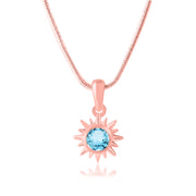 Blue Topaz Gemstone Solid 14k Rose Gold Pendant
