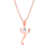 Blue Topaz Gemstone Solid 14k Rose Gold Lord Ganesha Pendant