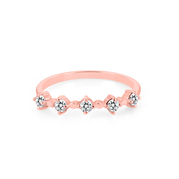 White Topaz Gemstone Solid 14k Rose Gold Ring