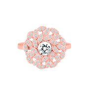 Blue Topaz Gemstone & Diamond Solid 14k Rose Gold Ring