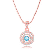 Blue Topaz Gemstone Solid 14k Rose Gold Pendant