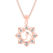 White Topaz Gemstone Solid 14k Rose Gold OM Pendant