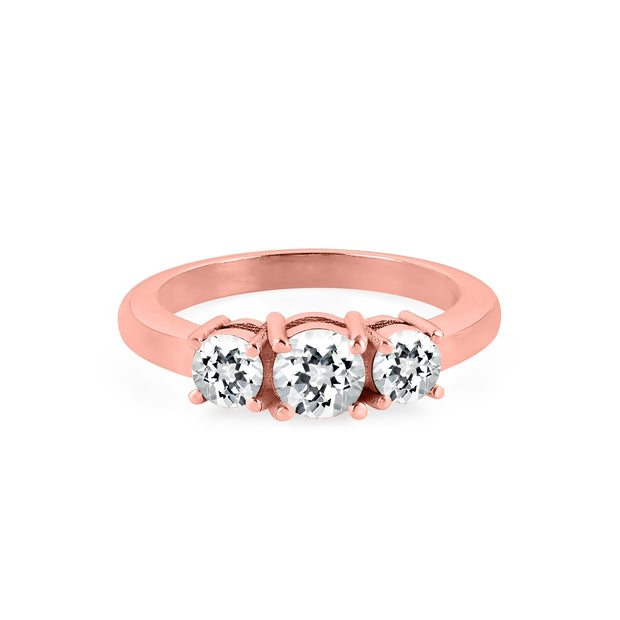White Topaz Gemstone Solid 14k Rose Gold Ring