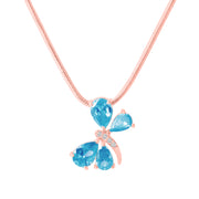 Blue Topaz Gemstone & Diamond Solid 14k Rose Gold Pendant