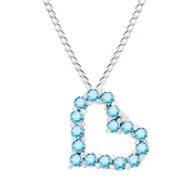 Blue Topaz Gemstone Solid 925 Sterling Silver Heart Pendant
