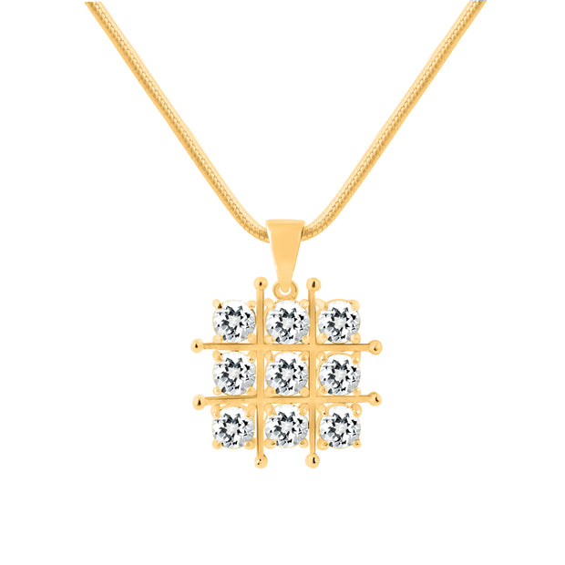 White Topaz Gemstone Solid 14k Yellow Gold Pendant