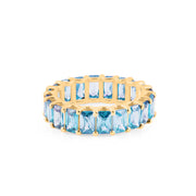 Blue Topaz Gemstone Solid 14k Yellow Gold Ring