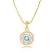 Blue Topaz Gemstone Solid 14k Yellow Gold Pendant