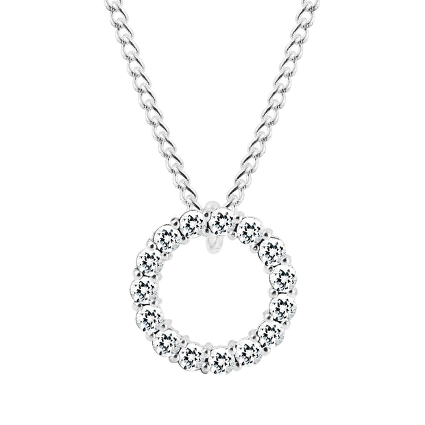 White Topaz Gemstone Solid 925 Sterling Silver Round Ring Pendant