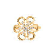 White Topaz Gemstone & Diamond Solid 14k Yellow Gold Ring