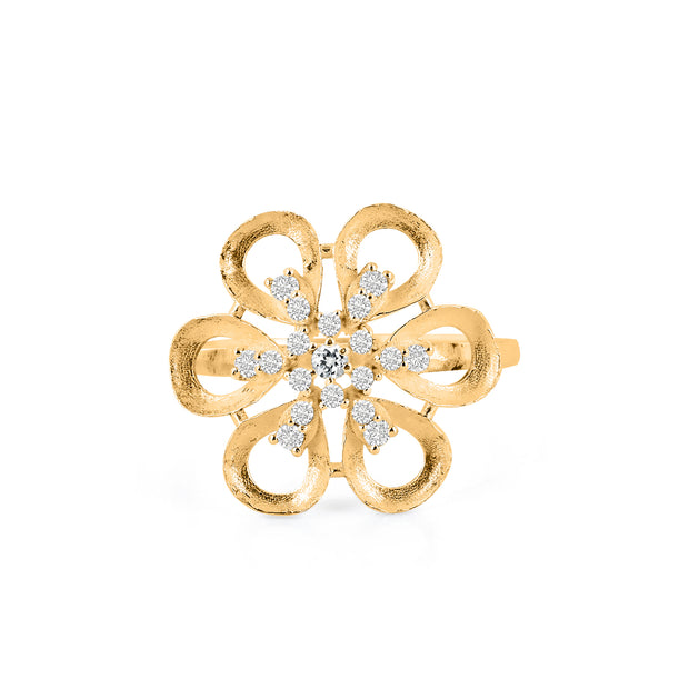 White Topaz Gemstone & Diamond Solid 14k Yellow Gold Ring