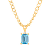 Blue Topaz Gemstone & Diamond Solid 14k Yellow Gold Pendant