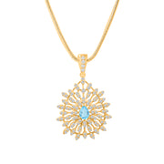 Blue Topaz Gemstone Solid 14k Yellow Gold Pendant