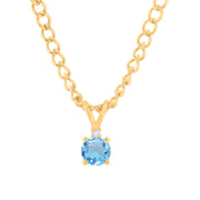 Blue Topaz Gemstone & Diamond Solid 14k Yellow Gold Pendant