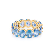 Blue Topaz Gemstone Solid 14k Yellow Gold Ring