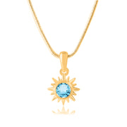 Blue Topaz Gemstone Solid 14k Yellow Gold Pendant