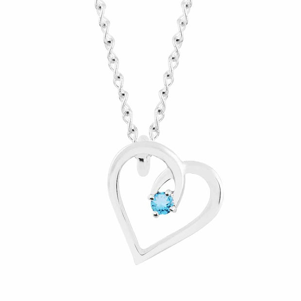 Blue Topaz Gemstone Solid 925 Sterling Silver Heart Pendant