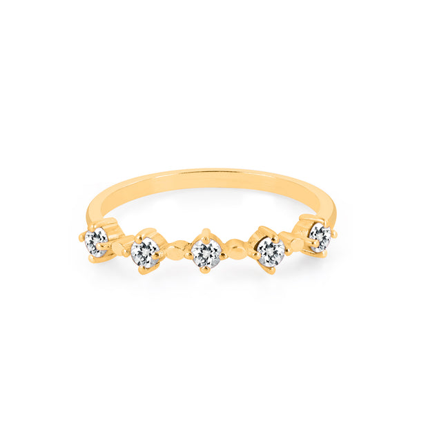 White Topaz Gemstone Solid 14k Yellow Gold Ring