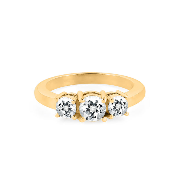 White Topaz Gemstone Solid 14k Yellow Gold Ring
