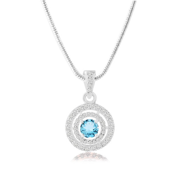 Blue Topaz Gemstone Solid 925 Sterling Silver Pendant
