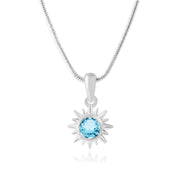 Blue Topaz Gemstone Solid 925 Sterling Silver Pendant
