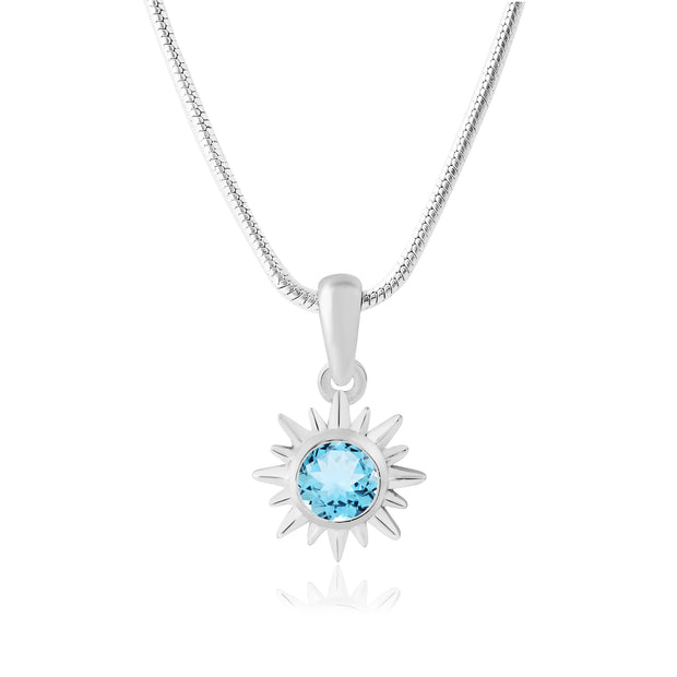 Blue Topaz Gemstone Solid 925 Sterling Silver Pendant