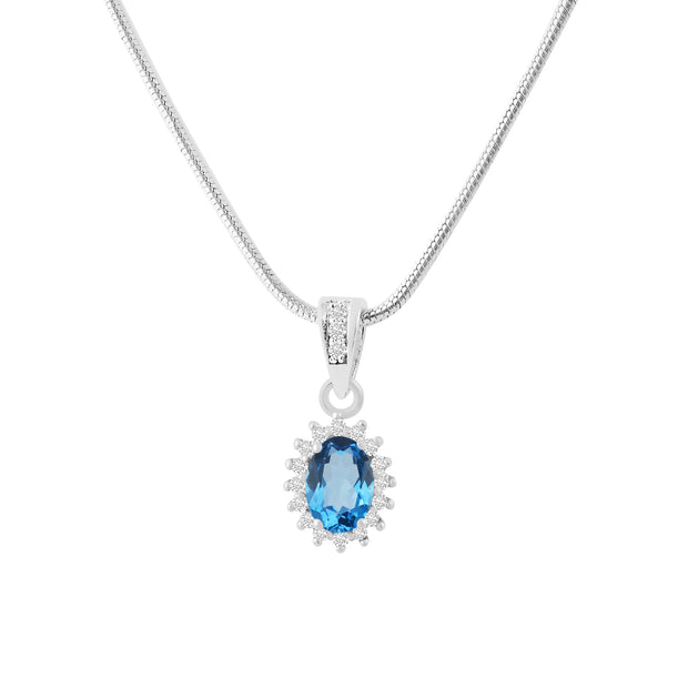 Blue Topaz Gemstone Solid 925 Sterling Silver Pendant