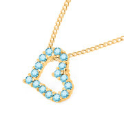 Blue Topaz Gemstone Solid 14k Yellow Gold Heart Pendant