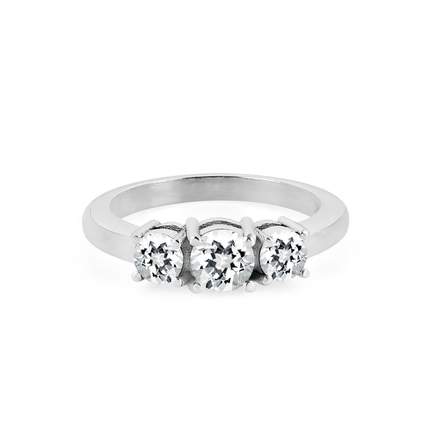 White Topaz Gemstone Solid 14k White Gold Ring