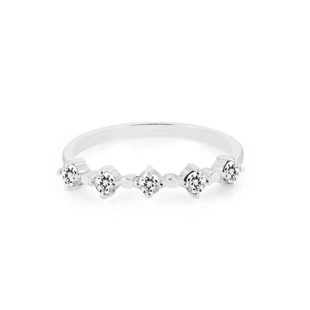 White Topaz Gemstone Solid 14k White Gold Ring
