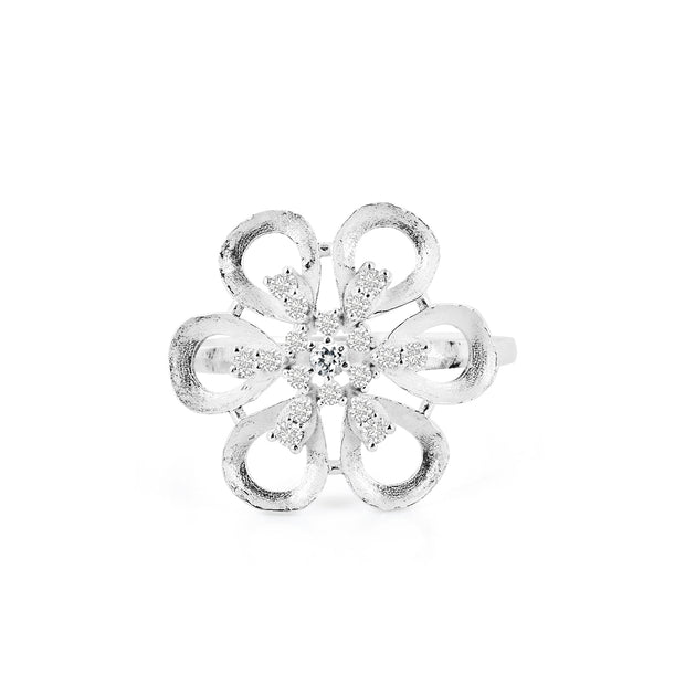 White Topaz Gemstone & Diamond Solid 14k White Gold Ring