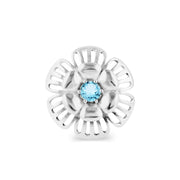Blue Topaz Gemstone Solid 14k White Gold Ring
