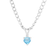 Blue Topaz Gemstone & Diamond Solid 925 Sterling Silver Pendant