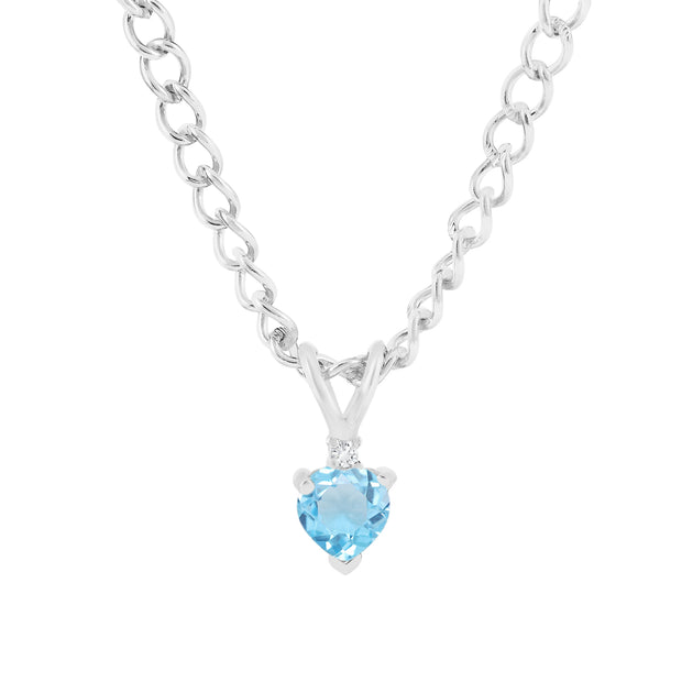 Blue Topaz Gemstone & Diamond Solid 925 Sterling Silver Pendant