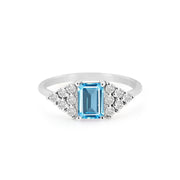 Blue Topaz Gemstone Solid 925 Sterling Silver Ring