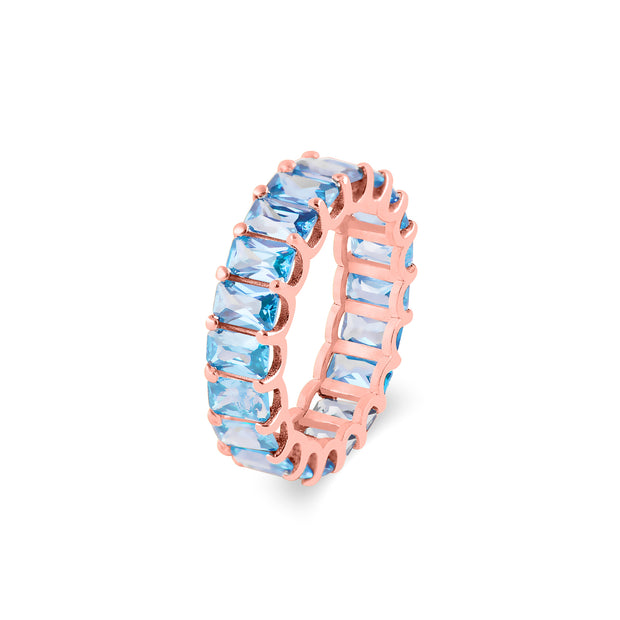 Blue Topaz Gemstone Solid 14k Rose Gold Ring