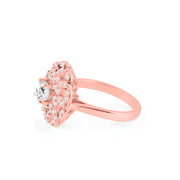 Blue Topaz Gemstone & Diamond Solid 14k Rose Gold Ring