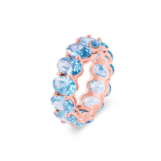 Blue Topaz Gemstone Solid 14k Rose Gold Ring