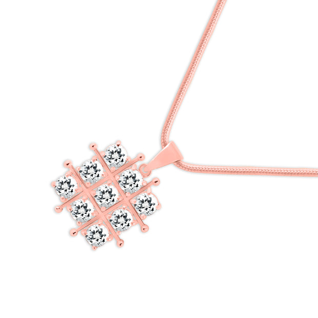 White Topaz Gemstone Solid 14k Rose Gold Pendant