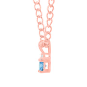 Blue Topaz Gemstone & Diamond Solid 14k Rose Gold Pendant