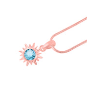 Blue Topaz Gemstone Solid 14k Rose Gold Pendant