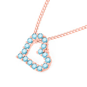 Blue Topaz Gemstone Solid 14k Rose Gold Heart Pendant