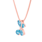 Blue Topaz Gemstone & Diamond Solid 14k Rose Gold Pendant