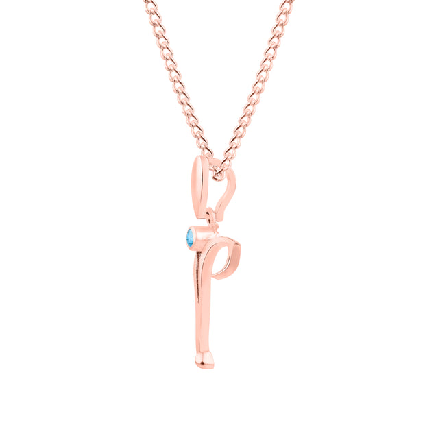 Blue Topaz Gemstone Solid 14k Rose Gold Lord Ganesha Pendant