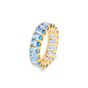 Blue Topaz Gemstone Solid 14k Yellow Gold Ring
