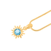Blue Topaz Gemstone Solid 14k Yellow Gold Pendant