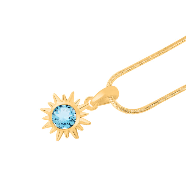 Blue Topaz Gemstone Solid 14k Yellow Gold Pendant