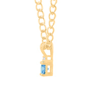 Blue Topaz Gemstone & Diamond Solid 14k Yellow Gold Pendant