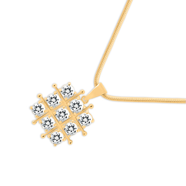 White Topaz Gemstone Solid 14k Yellow Gold Pendant