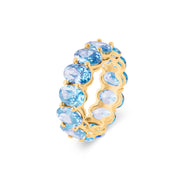 Blue Topaz Gemstone Solid 14k Yellow Gold Ring